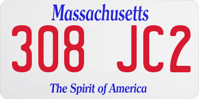 MA license plate 308JC2