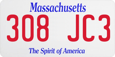 MA license plate 308JC3
