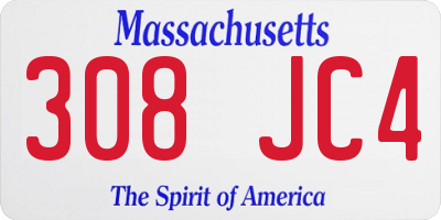 MA license plate 308JC4