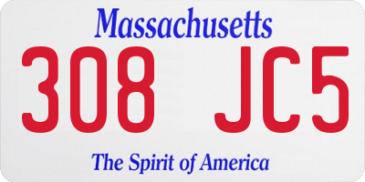MA license plate 308JC5