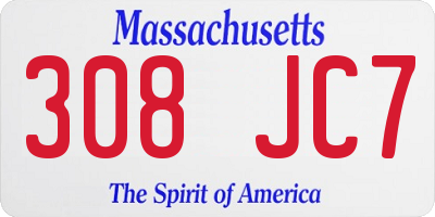 MA license plate 308JC7
