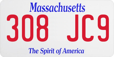 MA license plate 308JC9