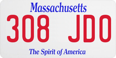 MA license plate 308JD0