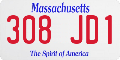 MA license plate 308JD1