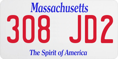 MA license plate 308JD2