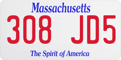 MA license plate 308JD5