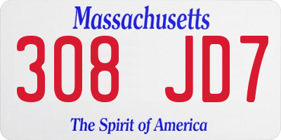 MA license plate 308JD7