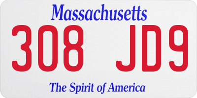 MA license plate 308JD9