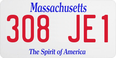 MA license plate 308JE1