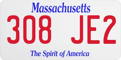 MA license plate 308JE2