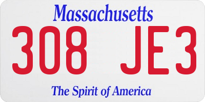 MA license plate 308JE3