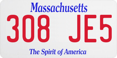 MA license plate 308JE5