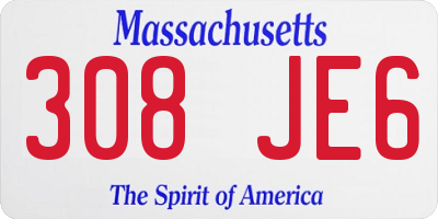 MA license plate 308JE6
