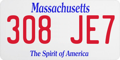 MA license plate 308JE7