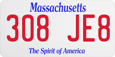 MA license plate 308JE8
