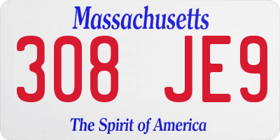 MA license plate 308JE9