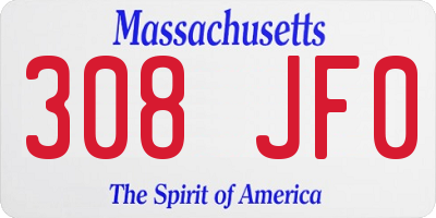 MA license plate 308JF0
