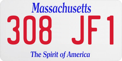 MA license plate 308JF1
