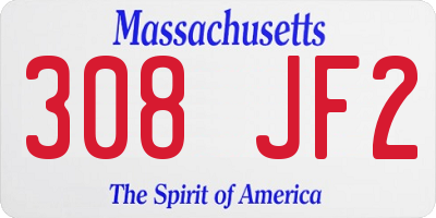 MA license plate 308JF2