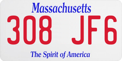 MA license plate 308JF6