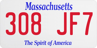 MA license plate 308JF7