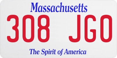 MA license plate 308JG0