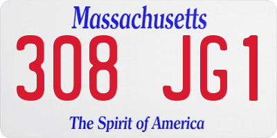 MA license plate 308JG1