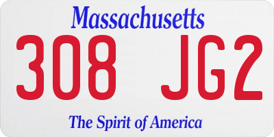 MA license plate 308JG2