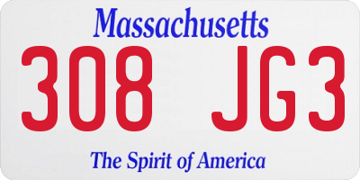 MA license plate 308JG3