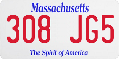 MA license plate 308JG5
