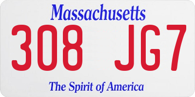 MA license plate 308JG7
