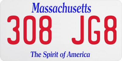 MA license plate 308JG8