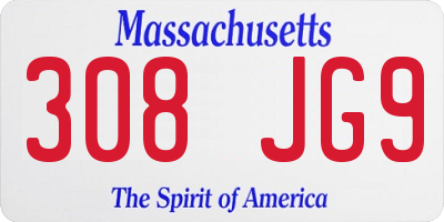 MA license plate 308JG9