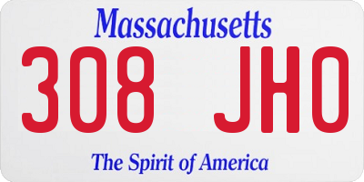 MA license plate 308JH0