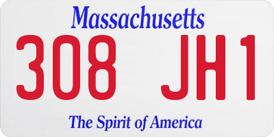 MA license plate 308JH1
