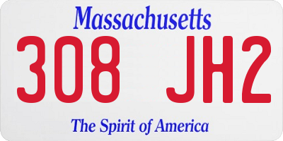MA license plate 308JH2