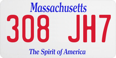 MA license plate 308JH7