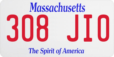 MA license plate 308JI0