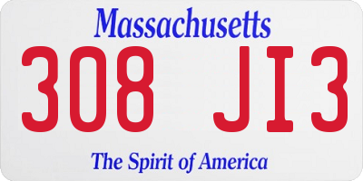 MA license plate 308JI3