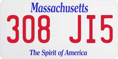 MA license plate 308JI5