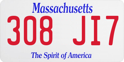 MA license plate 308JI7