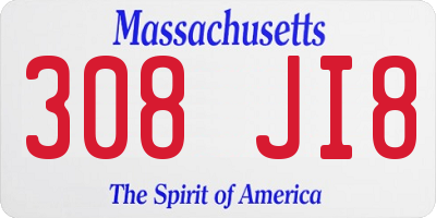 MA license plate 308JI8