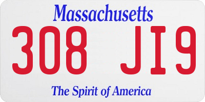MA license plate 308JI9