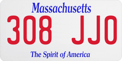MA license plate 308JJ0
