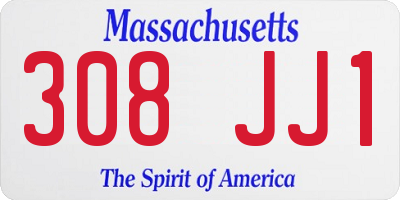 MA license plate 308JJ1