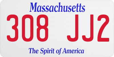 MA license plate 308JJ2
