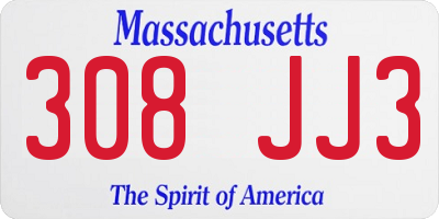 MA license plate 308JJ3