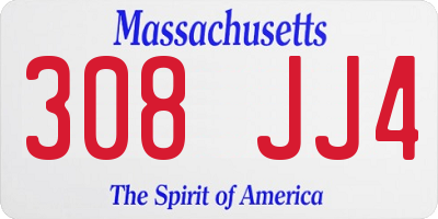 MA license plate 308JJ4