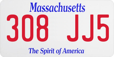 MA license plate 308JJ5