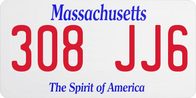 MA license plate 308JJ6